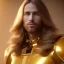 Placeholder: beautiful cosmic golden male, long hair, nice smiling, delicate colors, beautiful glamour galactic golden dress, ultra sharp focus, 8k, unreal engine 5, extremely sharp detail, light effect, soft light atmosphere of a spaceship, smooth, full of details, face in front, complete vision of face and body