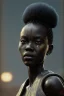 Placeholder: Beautiful portrait of african girl post-apocalypse robots in a cyberpunk city, sci-fi fantasy style, 8k,dark