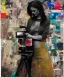 Placeholder: happy beautiful girl holding big proffesional camera in studio. street art, oil on canvas, spray paint, collage, letters, newspapeers, Dave McKean, Vladimir Fedotko, Saturno Butto, Vaughn Bodé, Frank Wu, James C. Christensen, collage, dirty, paint dripping, radiant