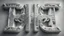 Placeholder: futuristic, realistic, techno, mayan lettering on milky white metal