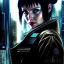 Placeholder: fullbody portrait in oil on canvas ,beautiful female robot, ominous, intense stare, sad eyes, post-apocalyptic in a cyberpunk city, ghost in the shell, Akira, BladeRunner movie poster, masterpiece, realistic, intricate detail, sci-fi fantasy style, volumetric lighting, particles, highly detailed ,cinamatic , deep colours,8k, by Caravaggio