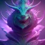 Placeholder: purple mythical creature in galaxy, teal and purple smoke, detailed, realistic, 4k