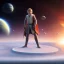 Placeholder: model shoot style, digital art zoomed out portrait of (young Luke Skywalker) ((dressed in jedi tunic)), surrounded by 100 planets, ultra-detailed, ultra quality, illustration, eerie atmosphere, 8k, cinematic lighting