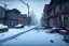 Placeholder: Michigan, streets of detroit, slums, snow, winter , run down residental homes , unity, scriptable render pipeline , blue tone, volumetric lighting.