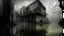 Placeholder: dark and mysterious, Austere brutalist architecture softened by its mirrored reflection in a still lake, the interplay of light and shadow creating an abstract, impressionistic vista., dark shadows and fog, blurred, neo-expressionism