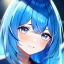 Placeholder: Clear focus, 8k, girl, high quality, detailed, blue hair, blue eyes, beautiful lighting, vibrant colors, nervous