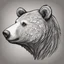 Placeholder: cartoon bear head from profile, extreme low detail sketch with strong contrast, monochromatic outline stamp