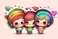 Placeholder: cute rainbow chibi girl and boy and hearts