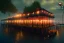 Placeholder: fishing dock, New orleans , night time , unity, scriptable render pipeline , red tone, volumetric lighting.