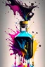 Placeholder: vector art ready to print highly detailed illustration of a ink bottle splashing a colorfull ink, 4k, highly detail, ultra realistic, cinematic lighting, 8k, vivid, colorfull lighting, surreal photography, portrait