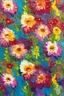 Placeholder: SEAMLESS Pattern masterfully detailed, vibrant flowers created with spatulated oil painting techniques, featuring thick, impasto strokes, grunge scratches, and deposit of saturated oil pigments along the