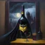 Placeholder: An oil painting of a dark universe masonic sad wine batman