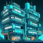 Placeholder: cyberpunk retro futuristic hospital building for comics