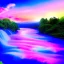 Placeholder: beautiful dream, mystical, cascades, high quality, masterpiece, pastel colors, blue river, pink clouds