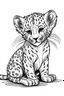 Placeholder: outline art for Cheetah Cub coloring pages with sitch, white background, Sketch style, full body, only use outline, toddlers style, clean line art, white background, no shadows and clear and well outlined.