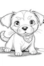 Placeholder: outline art for Puppy (Dog) coloring pages with sitch, white background, Sketch style, full body, only use outline, toddlers style, clean line art, white background, no shadows and clear and well outlined.