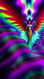 Placeholder: close up of a psychedelic angel flying in a magic forest full of coloured mushrooms, fluorescent, ultra detailed, photorealistic, Android Jones style