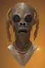 Placeholder: Anunnaki black male African Egyptian alien, cracks in the voodoo head, wicked, eyes, Elephant, 8k, finely detailed, photo realistic, tiger turquoise skull head gold dragon helmet space alien silver surfer skeleton gold olmec silver crown silver eyes