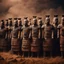 Placeholder: Hyper Realistic Photographic Middle Angle View of The Terracotta Army of the First Emperor of China at dark night with heavy sandstorm showing dramatic & cinematic ambiance