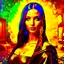 Placeholder: Imagine Mona Lisa as a modern girl, modern suit, tie, tuxedo, lifting effect makeup, nude lips, glitter - glitter, full color eyelids, ultra quality, hyper detailed, digital art, 8k