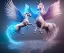 Placeholder: unicorn with glowing wings, shadow, surreal fantasy art, highly detailed, intricate patterns on wings, soft studio lighting, smooth dark blue background 64k