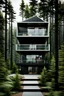 Placeholder: Medium sized, modern house made from shipping containers, on a hill in the woods, photorealistic