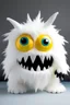 Placeholder: Make a fluffy white monster with a giant mouth and yellow eyes And Says bum bum bum