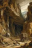 Placeholder: A brown underground mine in a mountain painted by Albrecht Durer