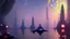 Placeholder: Space fururistic city, lake, planet, Sci-fi, concept art, Konstantin korovin painting