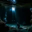 Placeholder: underwater images in a deep dark icy cave