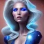 Placeholder: A beautiful portrait of a galactic woman blonde hair in a galactic suit in cosmos blue