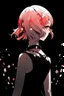 Placeholder: Padparadscha - Houseki no Kuni girl on a black background stands with her back but turns to face the screen