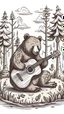 Placeholder: hand drawed bear sitting in forest and playing ukulele