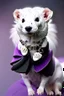 Placeholder: (anthropomorphic white ferret),dressed in ((cleric fantasy)) black clothes with silver holy ornaments, realistic anatomy, posing, cute face, fantasy inspire, fantasy church on background with warm sunshine lighty from behind, gloomy atmosphere, (((high angle shot))), purple armband, The holy icon style, RTX, praying, close eyes