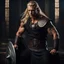 Placeholder: stunningly handsome viking warrior king, muscular, long blonde hair, male age 30, wearing a dark suit, tan skin, tattoos,photorealistic 4k