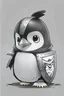 Placeholder: chibi penguin with shield ink style black and white