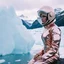 Placeholder: Fashion film in the icefields of Patagonia, a stunning supermodel in an incomplete Astronaut pink bronze suit discover the icefields and giant iceblocks and icebergs using stunning poses we can see her face through the glass . Supreme landscape, inticate background and a minimalist composition that creates a great megalophobia effect. Old lens, old Kodak vision filmstock, 1600 iso.