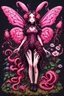 Placeholder: 8bits, pixel art, butterfly, highly detailed, pink, rabbit, blood, scythe, goth woman, leaning pose, full body, squid, intricate detail , plants, wildflower, nest, octopus, fly,Demon girl, creepy, horrifying, sinister, sparks out her mind, fullbody, rare pose, terrario with universe in, high lighting, intricate,sparks around,enchanted girl with cyberkatana,darkred slime Goth girl,