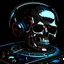 Placeholder: illudtrstion of android DJ plaing vinyls skull face whit meccanical part