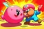 Placeholder: mario fighting buff kirby