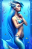 Placeholder: girl, cute, beautiful, mermaid tail, blue hair, underwater, glitter