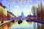 Placeholder: Sunny day, modern contemporary city, modern cars, alfred sisley impressionism painting