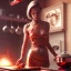 Placeholder: ultra realistic, pretty woman is cooking dinner in the kitchen, intricate details, ultra highly detailed, shiny, red, smooth, studio quality, octane render,glow, ambient lighting--q4 --ar 3:2 --v5