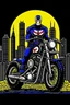 Placeholder: punisher sku;; city motorbike in the style of Hiroshi Nagai