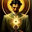 Placeholder: Nikola tesla, highly detailed face, surrounded by lightning bolts in the style of tom bagshaw, alphonse mucha, gaston bussiere, cyberpunk. anatomically correct elegant body. extremely lush detail. masterpiece. melancholic scene infected by night. perfect composition and lightning. sharp focus. high contrast lush surrealistic photorealism.