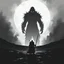 Placeholder: A high-contrast black-and-white illustration of lone warrior in a dark landscape, standing before a massive shadowy version of themselves. The battle is not against an external enemy but an internal one.