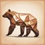 Placeholder: silhouette of a brown bear, letterpress style 2d lowpoly lookalike, minimalistic high contrast pencil art