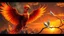 Placeholder: A majestic phoenix rises from the ashes, its plumage ablaze in vibrant shades of maroon, orange, and golden yellow, as a serene white dove watches from a nearby branch, surrounded by warm, sunset hues.