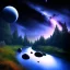 Placeholder: cosmos, sky stars, night sky, river, dense florest, high detailed