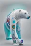 Placeholder: poetical, surreal minimalistic artwork, a tattooed maori, a cyberpunk polar bear, with a surreal engine mechanism, side view, in the style of Max Ernst, Renè Magritte, vivid colors, photo realistic web edition, ambient occlusion, strong top light , on white background